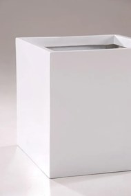 Kvetináč BLOCK, sklolaminát, 30x30x30 cm, biely mat