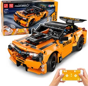 LEAN Toys Stavebnicové kocky – diaľkovo ovládané auto RC, oranžové, 545 dielov