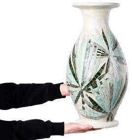 Terakota Dekoratívna váza 53 Biela Modrá RAWAS Beliani