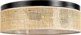Toolight Toolight, APP1902-3C, stropné svietidlo plafón s ratanovým tienidlom, Ø 40 cm, 3×E27, čierna-hnedá, OSW-63001