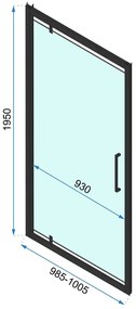 Rea Rapid Swing, 1-krídlové sprchové dvere 1000x1950 mm, 6mm číre sklo, zlatý lesklý profil, REA-K5619