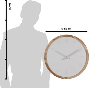Bielo-hnedé minimalistické nástenné hodiny - Ø 50*4 cm / 1*AA