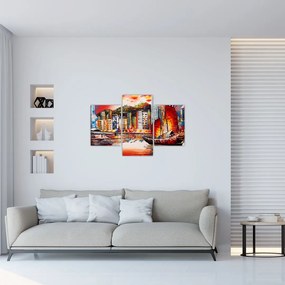 Obrázok - Victoria Harbor, Hong Kong, olejomaľba (90x60 cm)