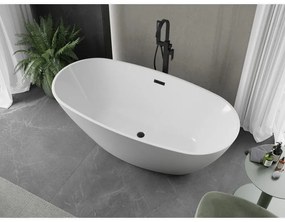 Mexen Eris, voľne stojaca vaňa 180 x 80 cm, biela, čierny matný prepad, 53441808000-70