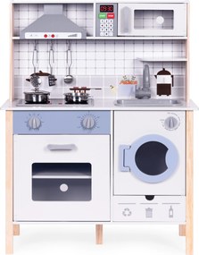 Drevená interaktívna kuchynka pre deti 3+ s LED, zvukmi, rúrou a práčkou ECOTOYS