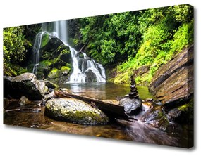 Obraz Canvas Vodopád kamene les príroda 120x60 cm