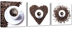 Gario Sada obrazov na plátne Coffee heart - 3 dielna Rozmery: 90 x 30 cm