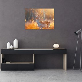Obraz - Jeleň v poli (70x50 cm)