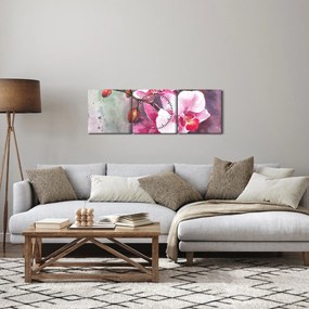 Obraz - Orchidey, aquarel (s hodinami) (90x30 cm)