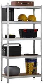 Kovový regál BestBerg BBMS-20 / 70 x 150 x 30 cm / 5 políc / strieborná/hnedá