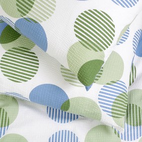 Goldea krepové posteľné obliečky deluxe - zelenomodré prúžkované kruhy 240 x 200 a 2ks 70 x 90 cm