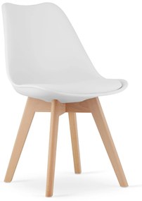 Biela stolička BALI MARK s bukovými nohami