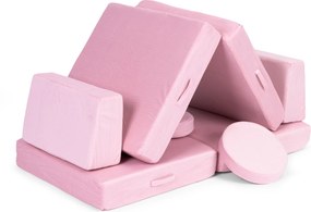 DIY veľká skladacia modulárna pohovka pre deti 8 mäkkých vankúšov - ružová ECOTOYS