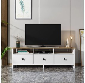 TV stolík/skrinka Ossa (biela + dub zafírový). Akcia -19%. Vlastná spoľahlivá doprava až k Vám domov. 1088863