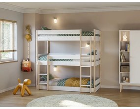 Poschodová detská posteľ v bielo-prírodnej farbe 90x190 cm Valka – Marckeric