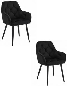 Set dvoch jedálenských otočných stoličiek JORK360 zamatové, čierne (čierne nohy) 2 ks