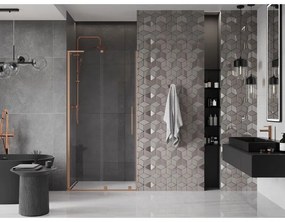 Mexen Velar L, posuvné sprchové dvere do otvoru 110 cm, 8mm číre sklo, medená matná, 871-110-003-01-65