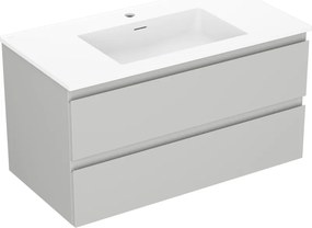 Mexen Orio, kúpeľňová skrinka 90 cm s umývadlom Otis, 2 zásuvky, šedá matná/biela matná, 91A10-09047-2-BFF62-W18M01