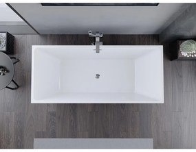 Mexen Lita, voľne stojaca vaňa 170 x 75 cm, biela-čierna, chrómový prepad, 52121707575-01