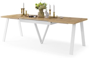 AVERY Dub Artisan / biela spodná časť - LOFTOVÝ / PRIEMYSELNÝ STÔL DO OBÝVAČKY/ JEDÁLNE ROZKLADACÍ DO 330 cm!