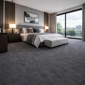 Tapibel, Koberec metráž Supersoft 850 tm. šedý, šíře 4m, šedá, ab (mriežka), chodba / predsieň