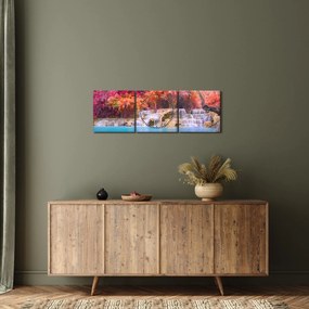 Obraz tyrkysovej lagúny, Laos, Tat Kuang Si (s hodinami) (90x30 cm)