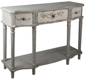 Bielo šedý drevený zdobený stolík Luis so zásuvkami a patinou - 120 * 38 * 85 cm