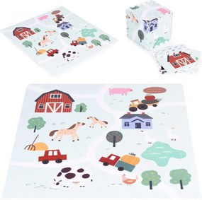 ECOTOYS Detská penová puzzle hracia podložka Farma EVA 90,5×90,5 cm, 21 dielov