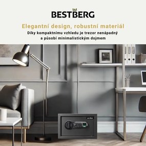 BestBerg BBSB-1F digitálny trezor na odtlačky prstov / 20 x 31 x 20 cm / čierny