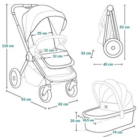 Lionelo - Kombinovaný kočík 2v1 MIKA PLUS, hrdzavohnedý