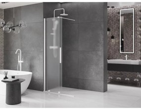 Mexen Velar, sprchová zástena s posuvnými dverami Walk-in 100 x 200 cm, 8mm sklo námraza, biela matná, 871-100-000-33-20