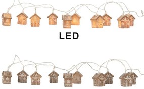 Vianočná LED reťaz s 10 perníkovými chalúpkami - 150 cm / 2*AA