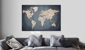 Obraz - World Map: Shades of Grey Veľkosť: 120x80, Verzia: Na talianskom plátne