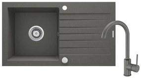 Deante ZQZVT113 Kuchynský drez ZORBA 76x44 cm + granitová batéria antracit