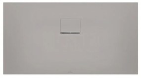 VILLEROY &amp; BOCH Squaro Infinity obdĺžniková sprchová vanička z materiálu Quaryl, v úrovni podlahy/do niky, protišmyk (C), 1300 x 700 x 40 mm, Grey, UDQ1370SQI2IV-3S