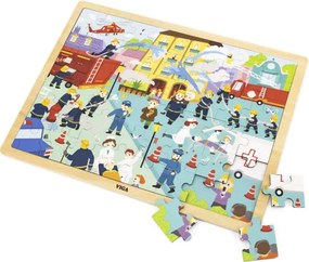 Puzzle na podstavci Viga 44581 48 dielikov - spoznávanie práce hasiča