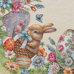 VEĽKONOČNÝ GOBELÍNOVÝ OBRUS BUNNY 140X180 CM VZOROVANÁ