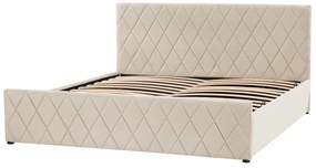 Zamatová posteľ s úložným priestorom 180 x 200 cm béžová ROCHEFORT Beliani