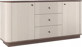 Komoda so zásuvkami Vesper 160 cm - kašmír / orech / čierne úchytky