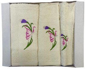 Darčekové balenie 3 kusov osušky 70x140cm a uterákov 50x100cm, 30x50cm Krémové TiaHome