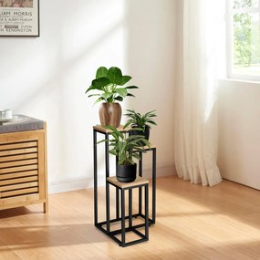 Stojan na kvety Munir čierna/dub remeselný