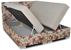 Čalúnená manželská posteľ VIVA, 200x180, kvety / béžová (2108 / aston 1)