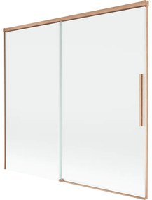 Mexen Rox, 2-krídlová posuvná vaňová zástena 170 x 150 cm, 8mm číre sklo, medený matný profil, 8C9-170-001-65-00