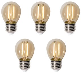 Sada 5 ks E27 dimbare LED lamp P45 goud 3W 250 lm 2200K