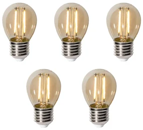 Sada 5 ks E27 dimbare LED lamp P45 goud 3W 250 lm 2200K