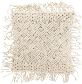 Prírodne biely vankúš s drhaným vzorom Macramé Cosy -  50*12*50 cm