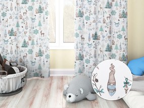 Biante Detský bavlnený záves Sandra SA-662 Modro-zeleno-hnedý vianočný vzor 150x140 cm