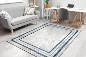 Koberec DUKE 51523 krémový / modrý, rám / strapce