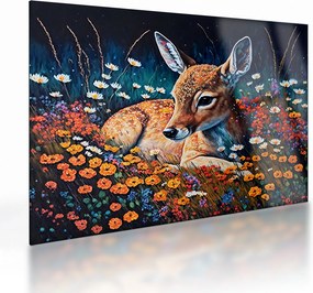 Sklenený obraz - Maľované srne (70x50 cm)