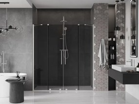 Mexen Velar Duo, posuvné sprchové dvere do otvoru 200 cm, 8mm šedé sklo, brúsená oceľ, 871-200-000-42-97